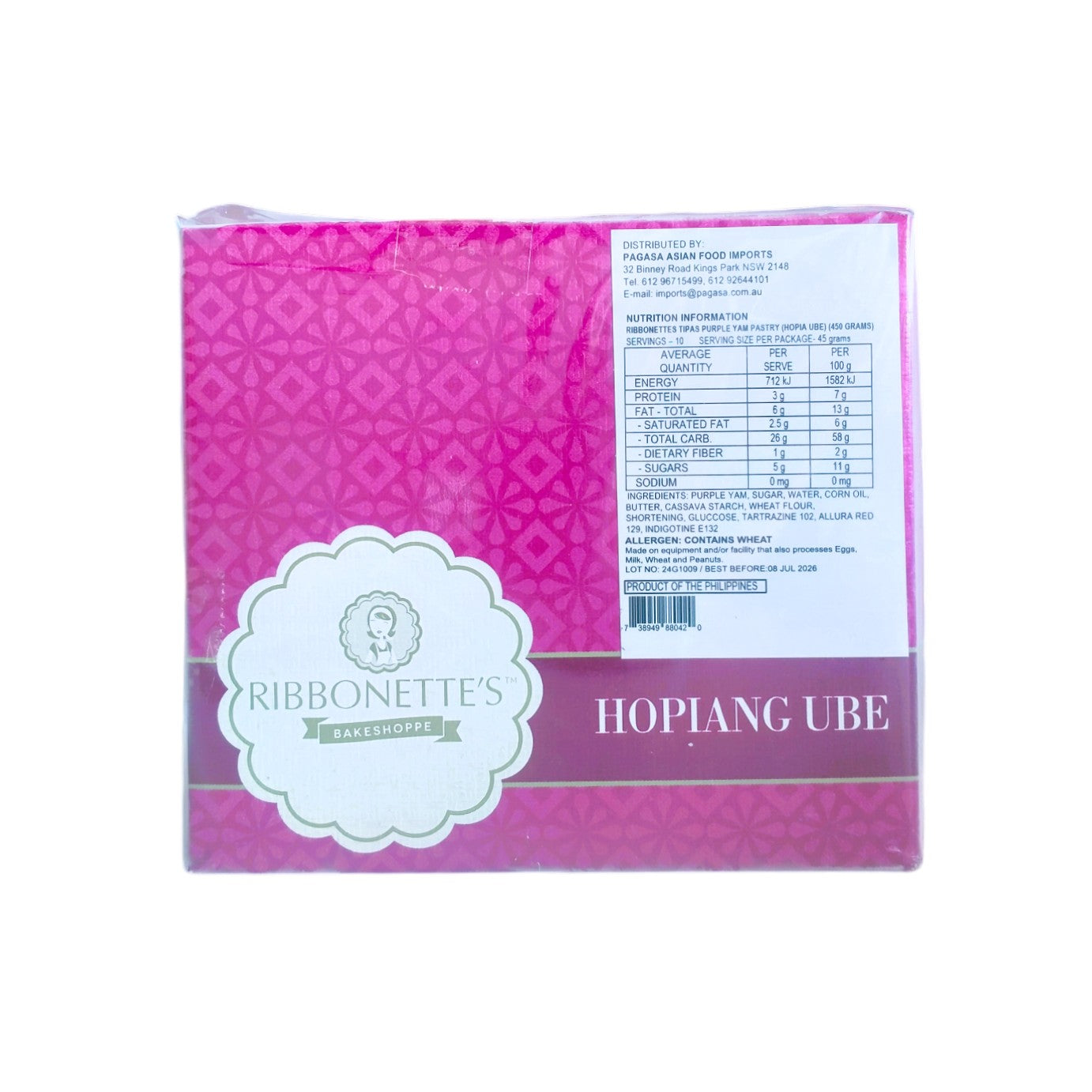 Frozen Ribbonette's Hopia Tipas Ube 450g PAGASA