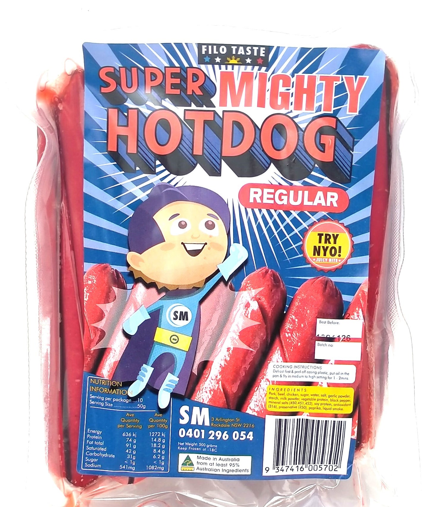Frozen Super Mighty Hotdog Reg25x500g