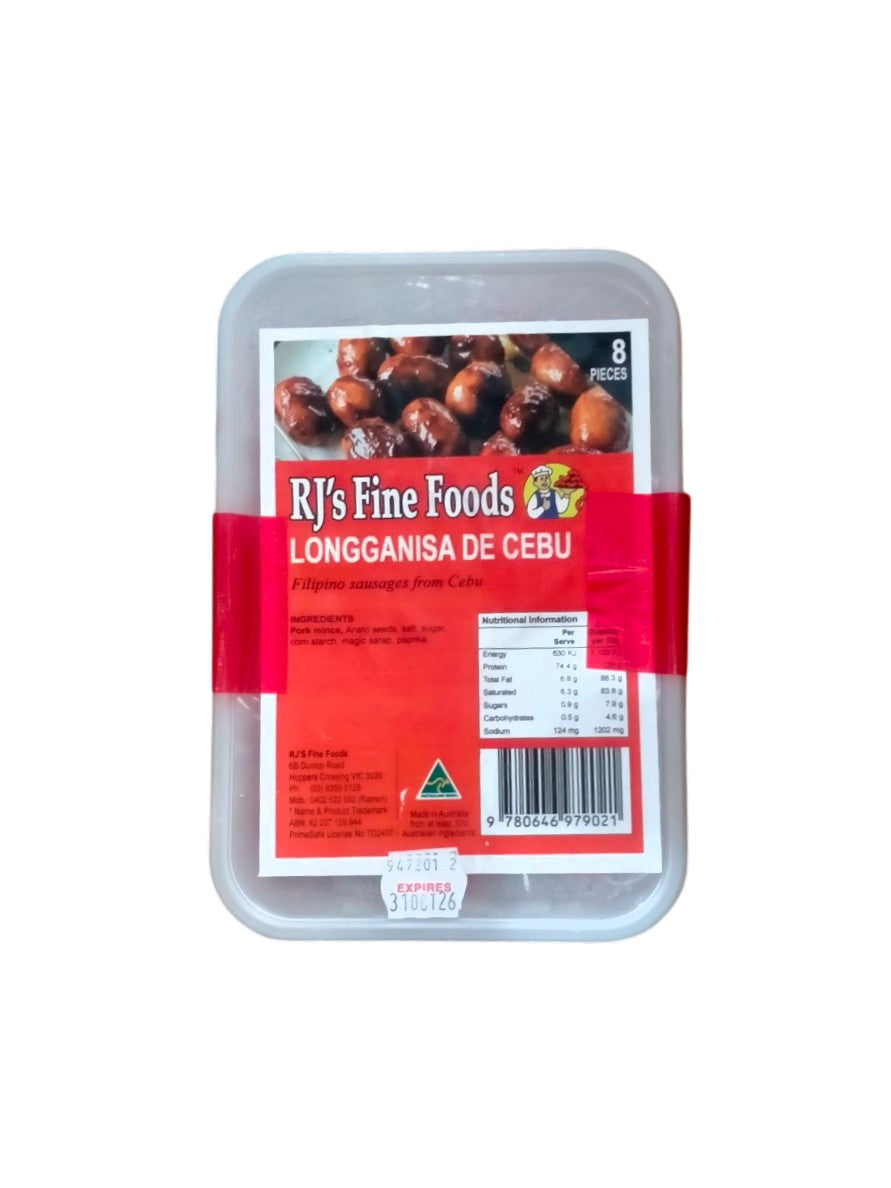 Frozen RJ's Longganisa De Cebu 20x8pcs/container