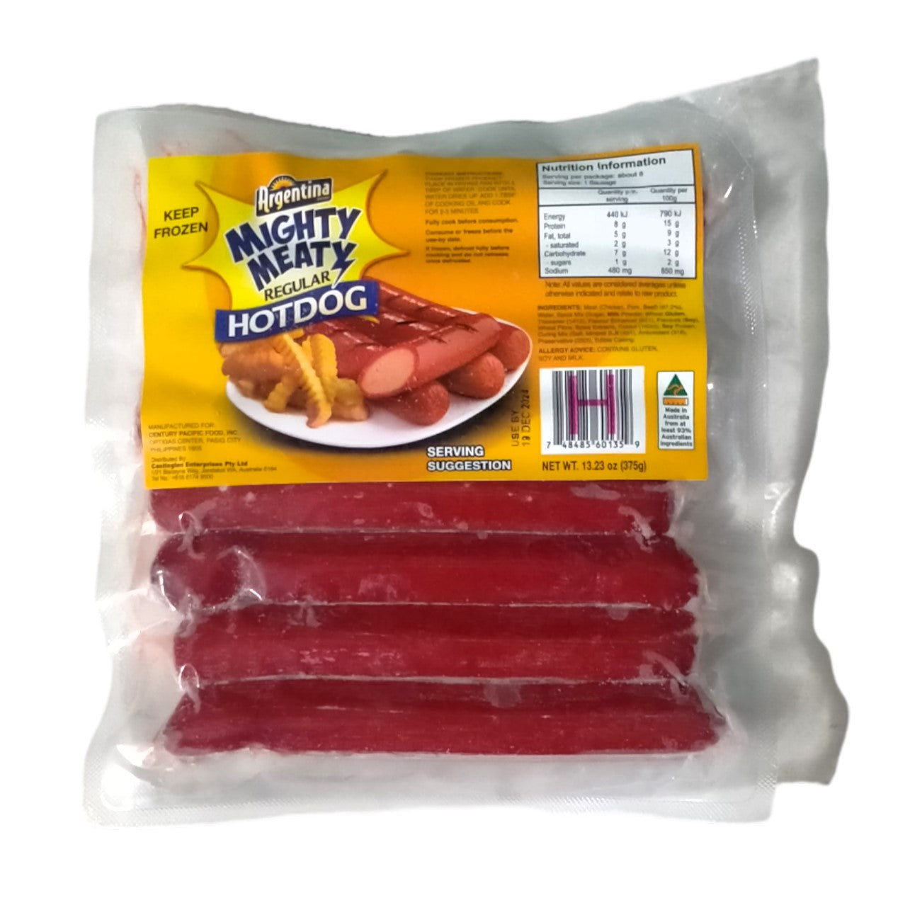 Frozen Argentina Regular Hotdog 375g