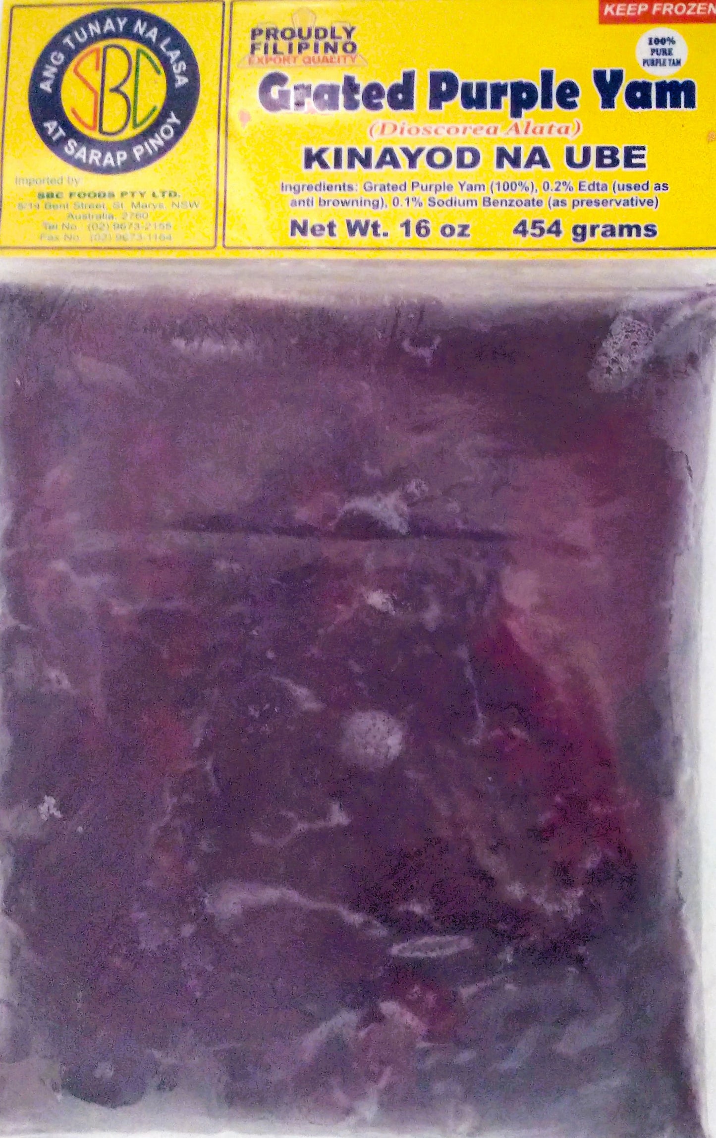 Frozen Grated Purple Yam 454g